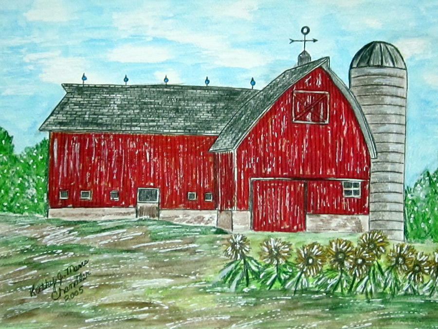 Red Country Barn  Painting by Kathy Marrs Chandler