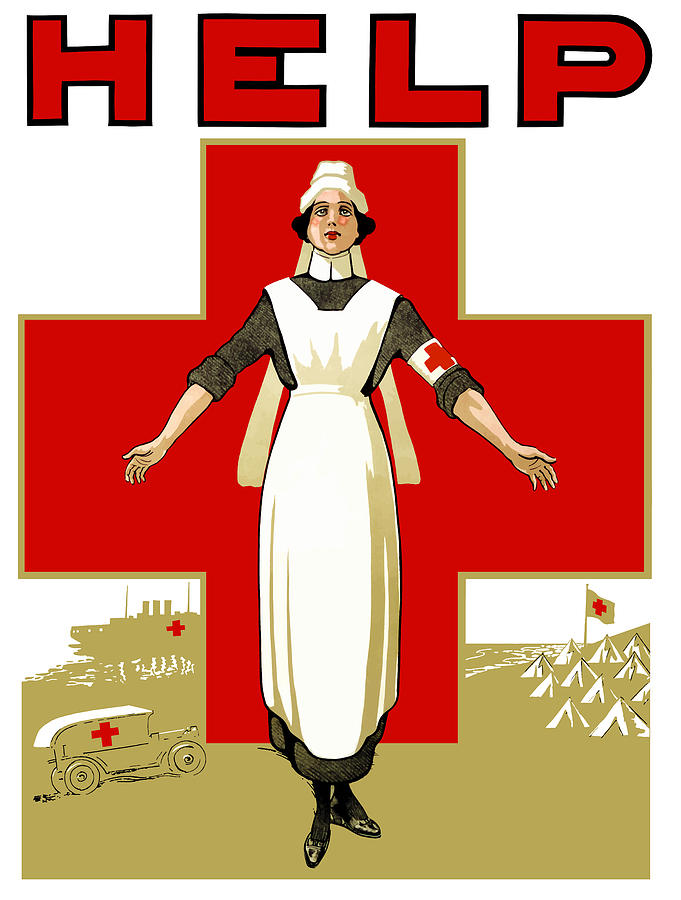 Red Cross Painting - Red Cross Nurse - Help by War Is Hell Store
