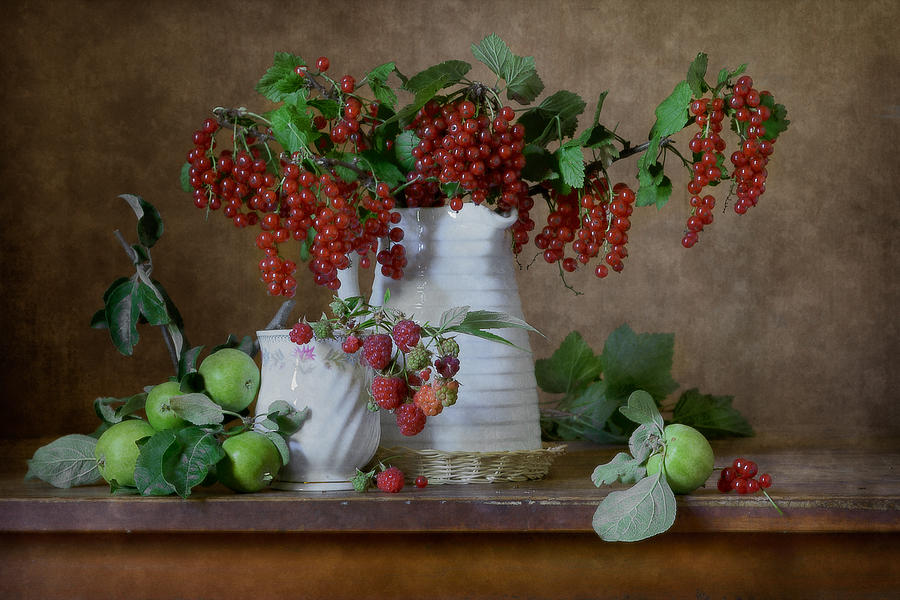 Fruit Photograph - Red Currant and Apples by Nikolay Panov