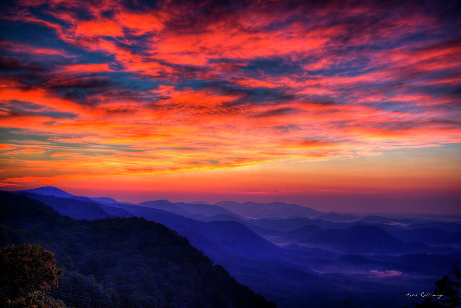 Red Dawn Pretty Place Chapel Greenville SC  Great Smoky Mountains Art Photograph by Reid Callaway