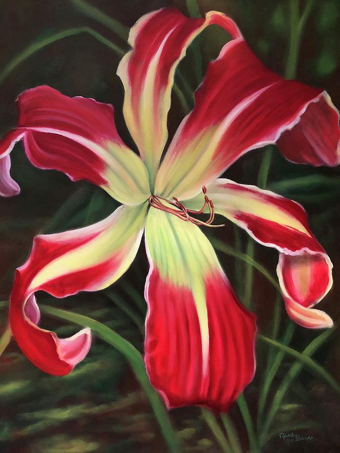 Red Daylily Painting by Rand Burns