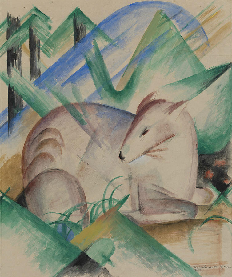 Red Deer Painting by Franz Marc