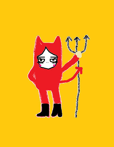 Cartoon Drawing - Red devil by Watcharee Suebkhajorn