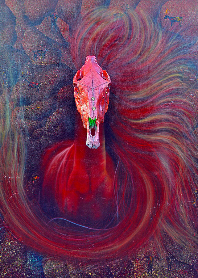 Red Diablo Equine Painting by Mayhem Mediums