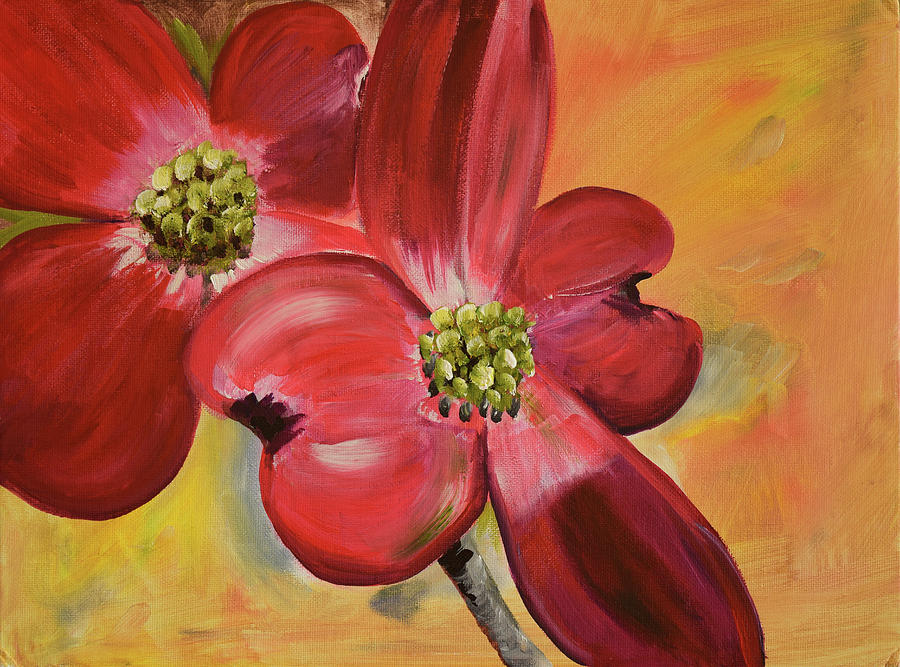 Red Dogwood - Canvas Wine Art Painting by Jan Dappen