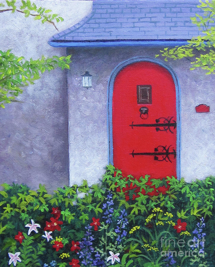 Red Door Painting by Anne Marie Brown