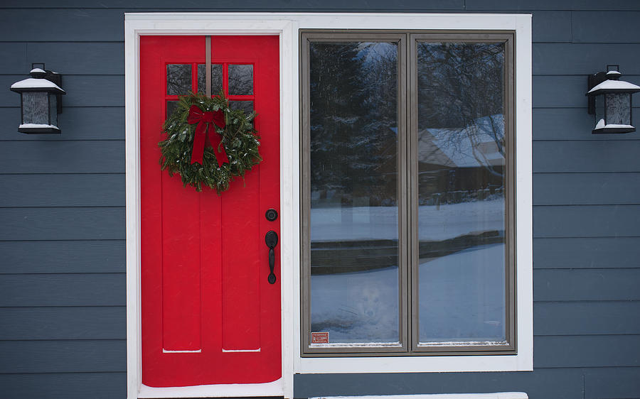 Red Door Christmas Photograph by Brooke Bowdren