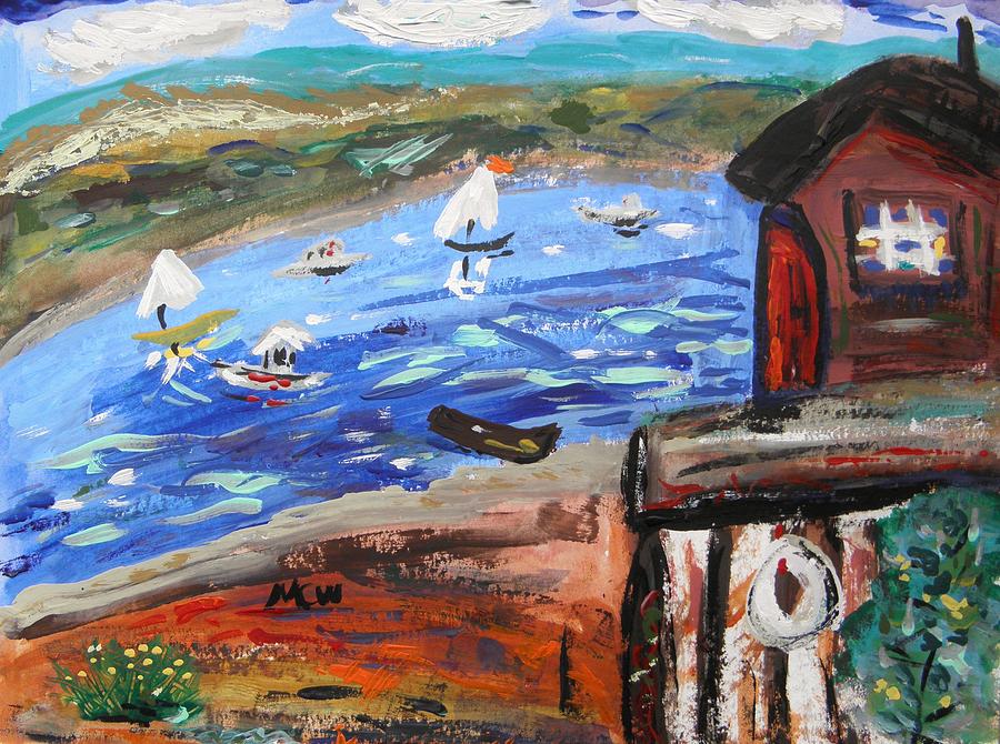 Red Door-Fisherman Cottage Painting by Mary Carol Williams