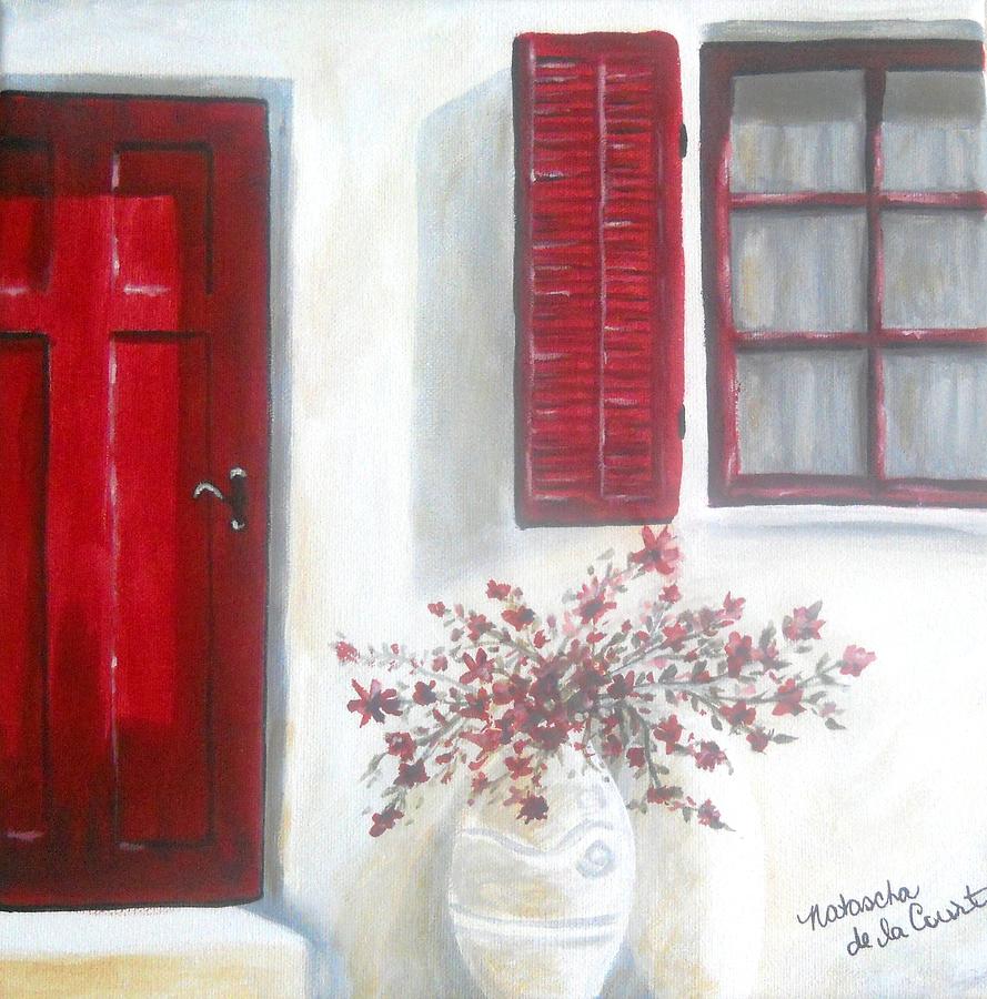 Red Door Painting by Natascha De la Court
