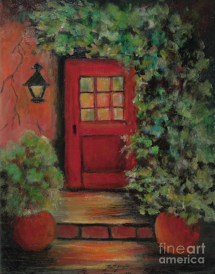 Red Door Painting by Pati Pelz