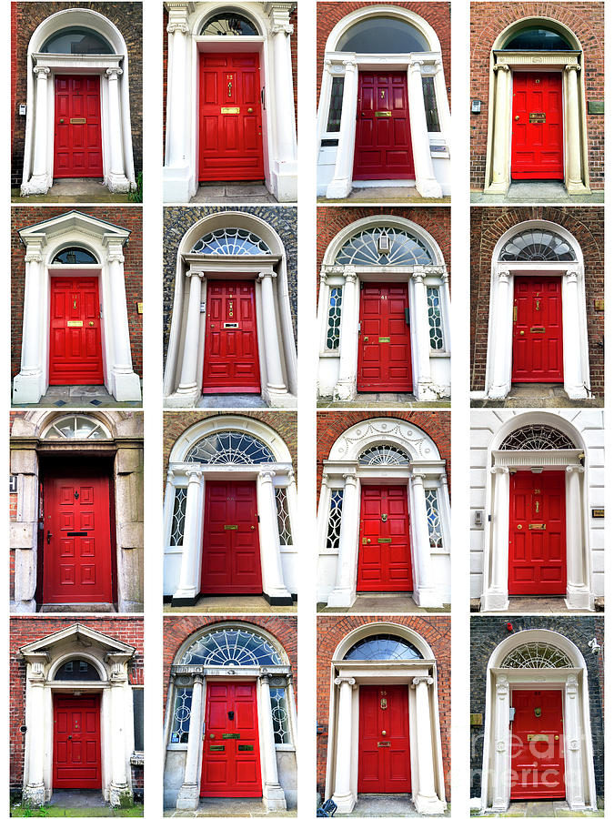Architecture Photograph - Red Doors of Dublin by John Rizzuto