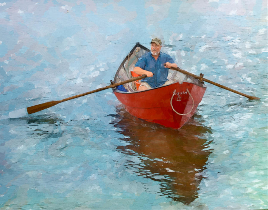 Red Dory Rower Photograph by Lori Whalen