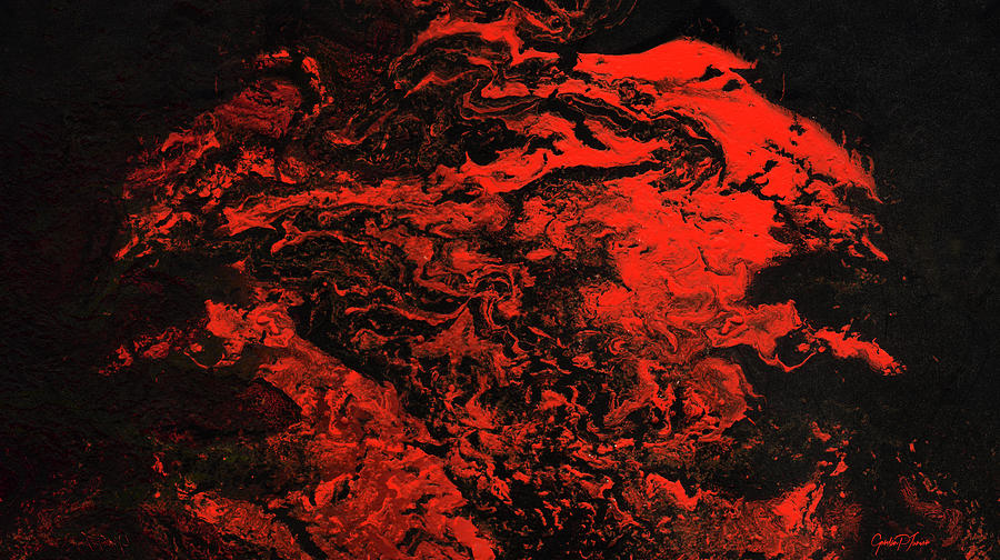Red Dragon - Contemporary Red Dark Abstract Painting Painting by Modern Abstract