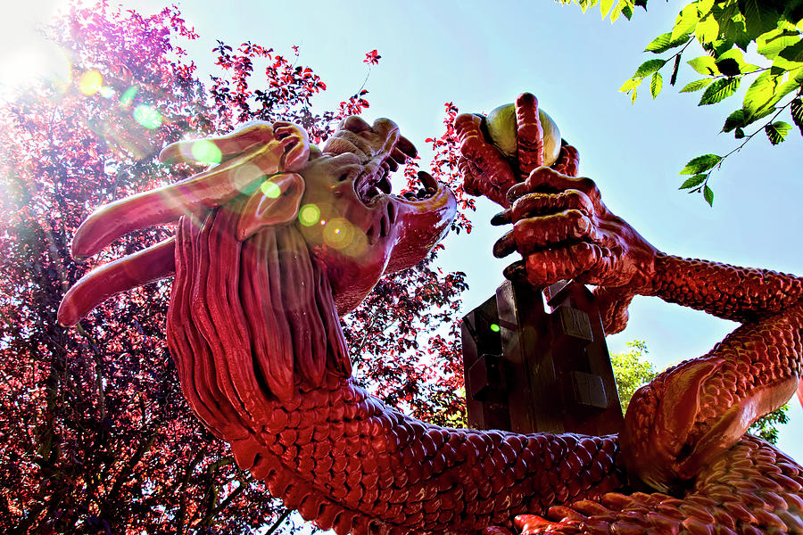 Red Dragon in Chinatown - Victoria, British Columbia Photograph by Peggy Collins