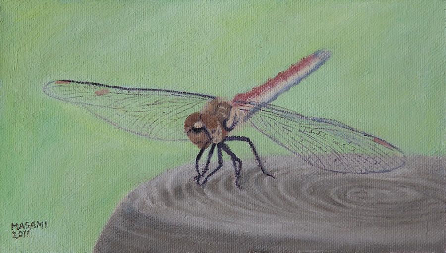 Red Dragonfly Painting by Masami Iida