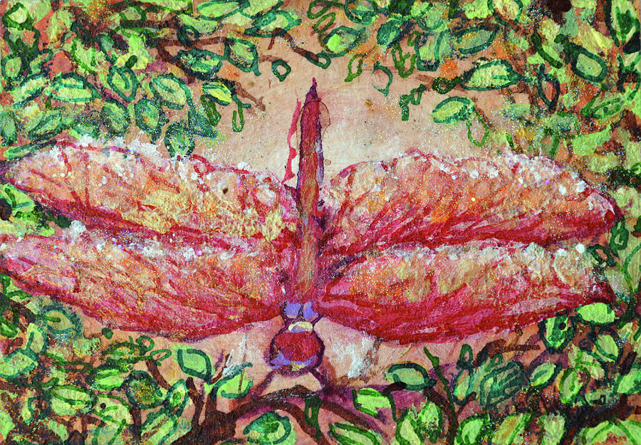 Red Dragonfly says You can do it Painting by Ashleigh Dyan Bayer