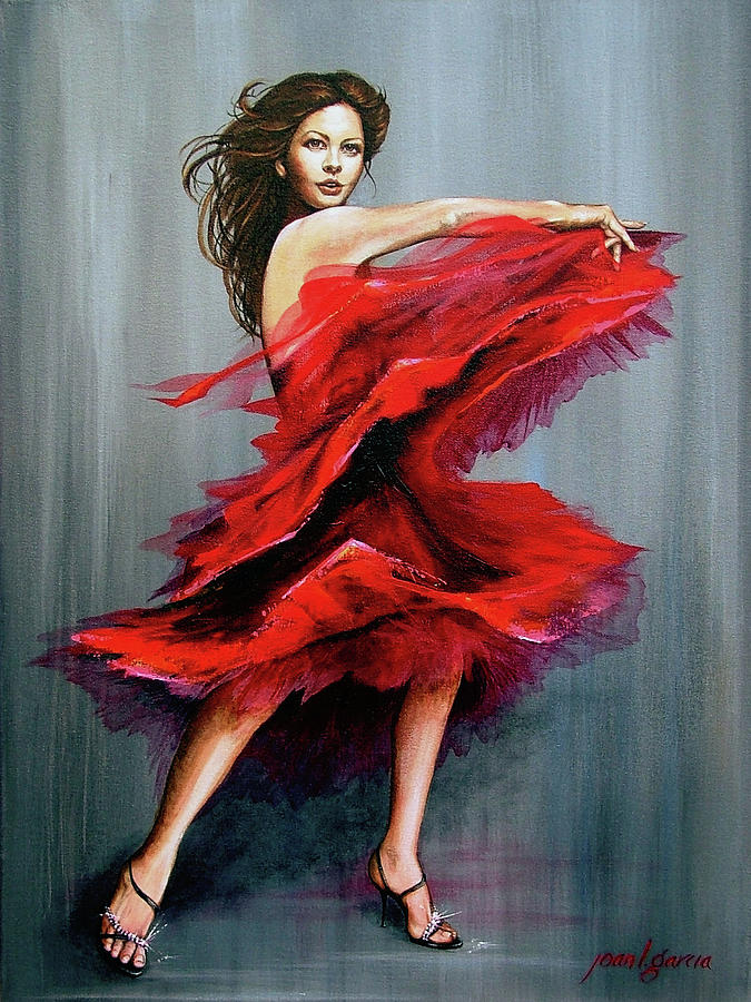 Red Dress Painting by Joan Garcia