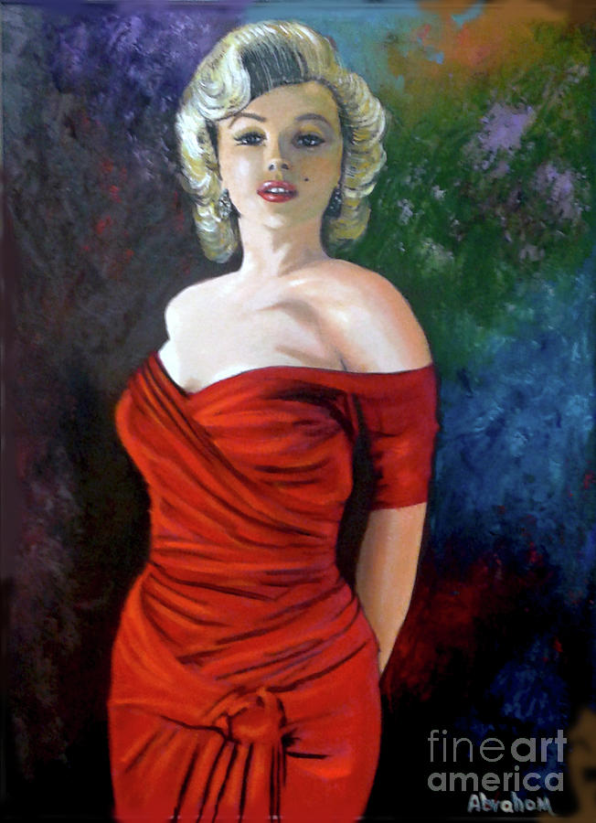 Red Dress Painting by Jose Manuel Abraham