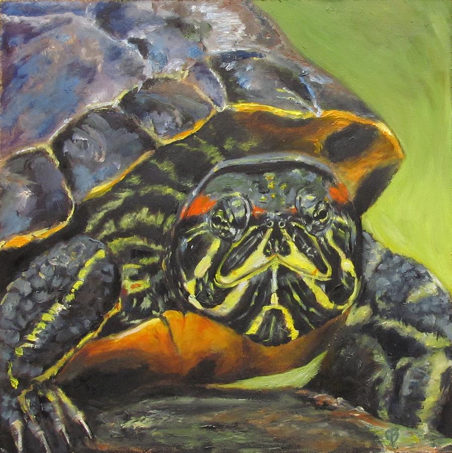 Red-Eared Slider Turtle Portrait Painting by Joyce Brandon - Pixels