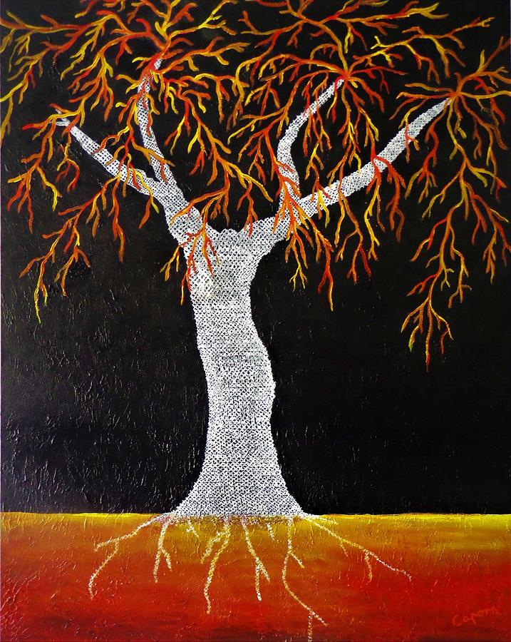 Red Earth Tree Painting by Yolanda Caporn