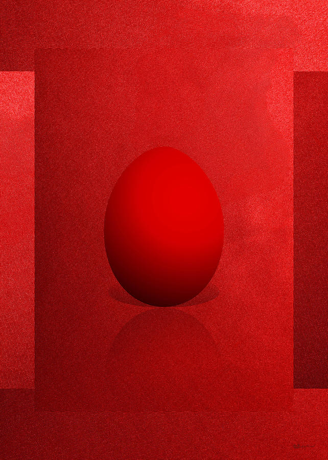 Red Egg on Red Canvas  Digital Art by Serge Averbukh