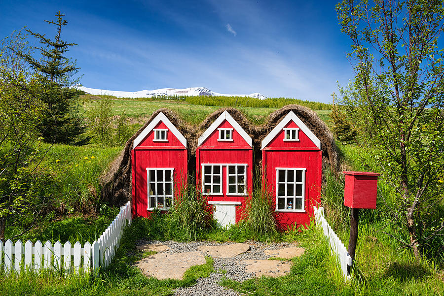 Elf Photograph - Red elf houses in Iceland for the Icelandic hidden people by Matthias Hauser