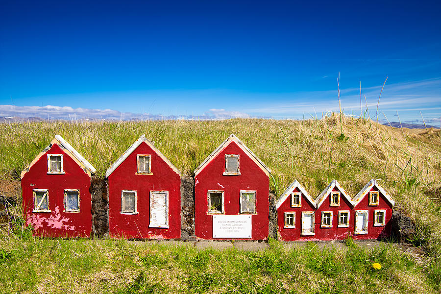 Red elf houses in Iceland Photograph by Matthias Hauser