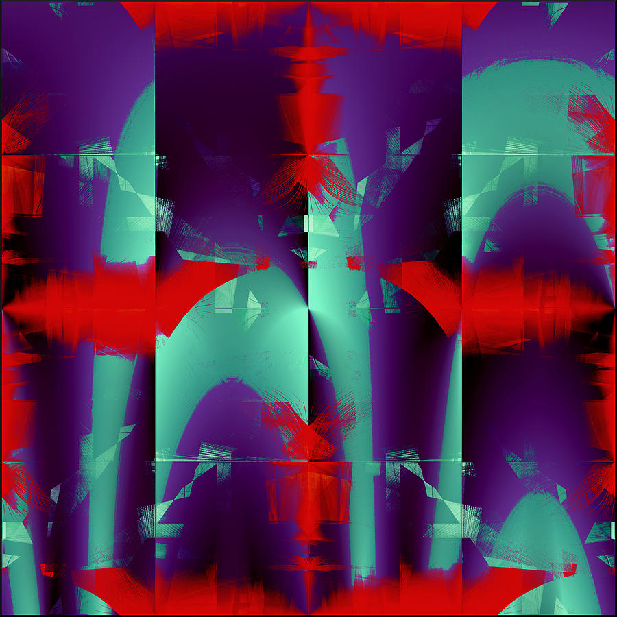 Red Engines and Purple Mix - Abstract Pattern Digital Art by Gillian Owen