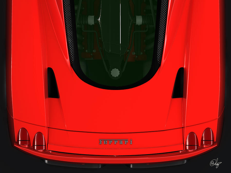 Car Mixed Media - Red Enzo Ferrari Logo  by Edier C
