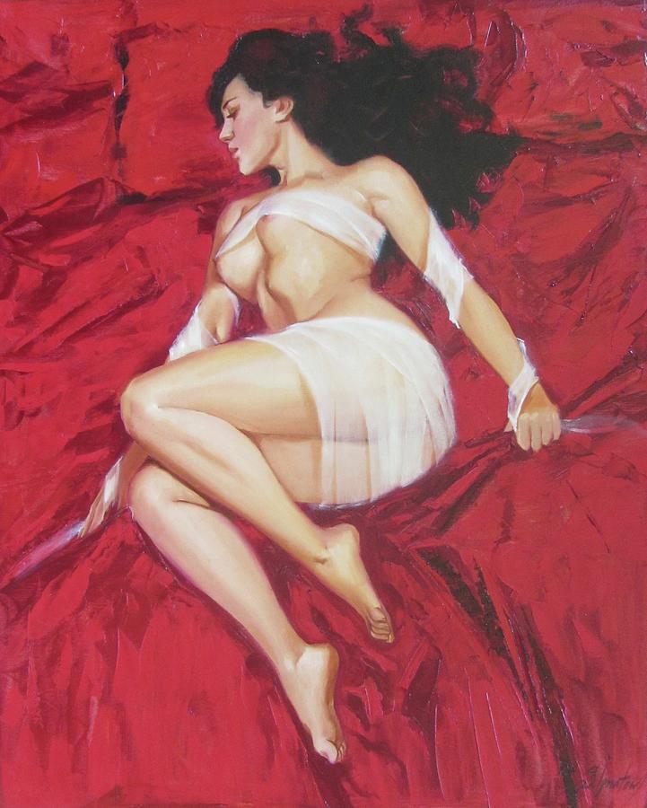 Nude Painting - Red evening by Sergey Ignatenko