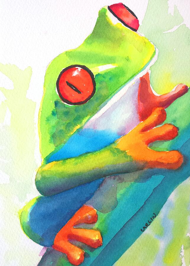 Red Eyed Tree Frog - Costa Rica Painting by Carlin Blahnik CarlinArtWatercolor