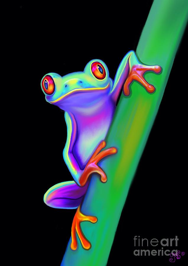 Animal Painting - Red Eyed Tree Frog Hanging On by Nick Gustafson