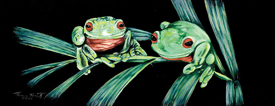 Red Eyed Tree Frogs Painting by Thomas Hamm