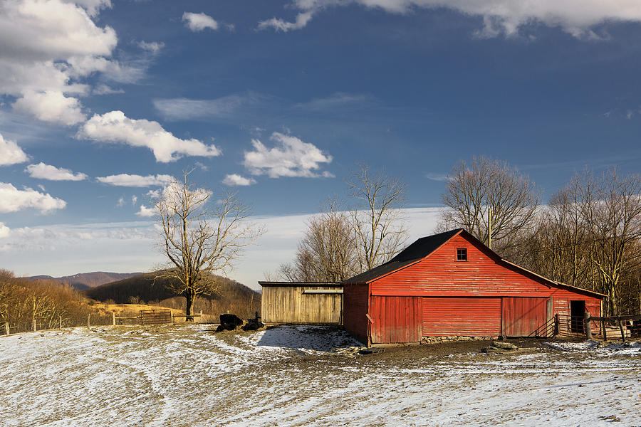 Red Barn Photograph - Red Farm Barn by Ken Barrett