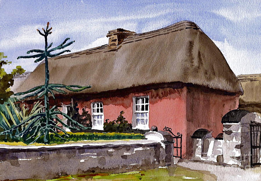 Red Farmhouse Bunratty Clare Painting by Val Byrne