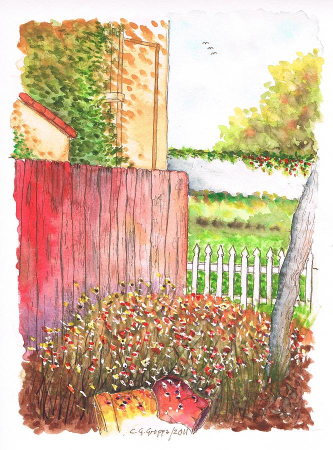 Red fence in Lompoc - California Painting by Carlos G Groppa