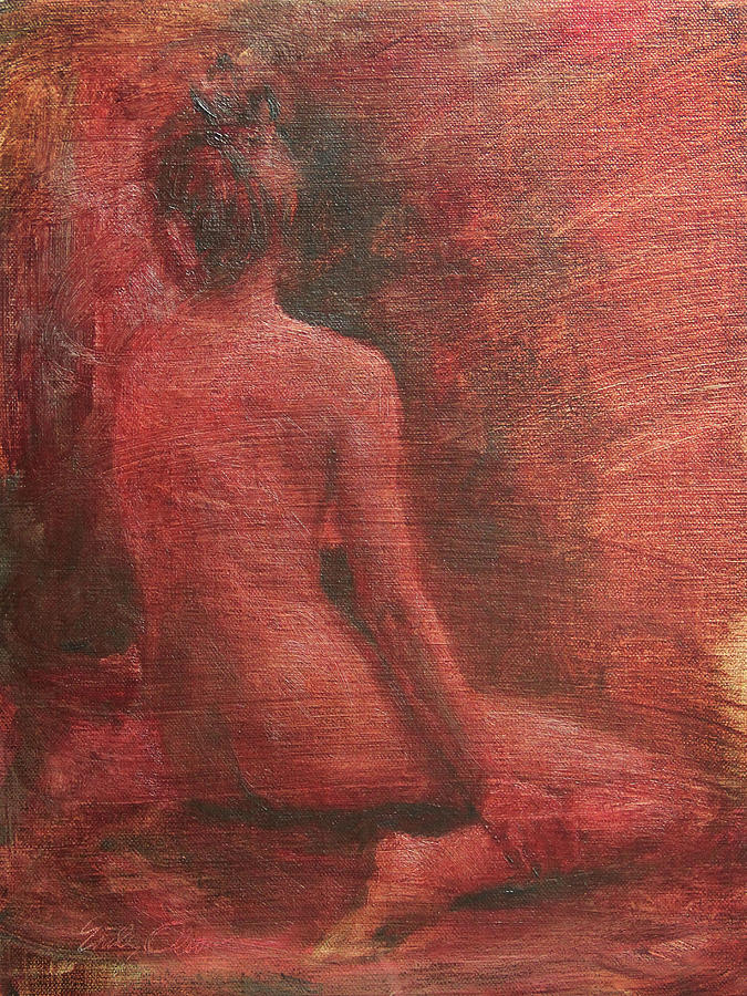 Nude Painting - Red Figure Study by Emily Olson