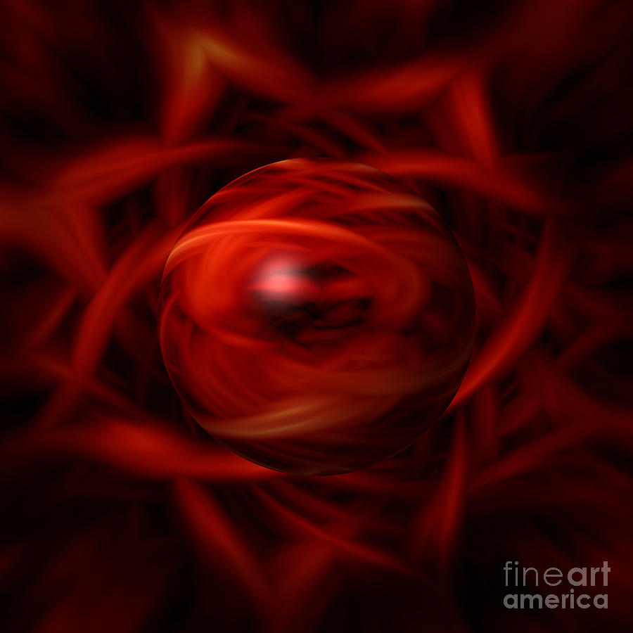 Red Fire Sphere Digital Art by Henrik Lehnerer