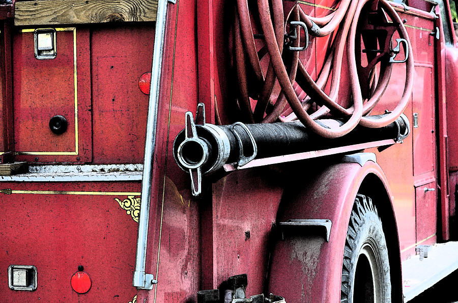 Truck Photograph - Red Fire Truck 1 by Peter  McIntosh