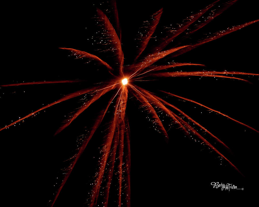 Red Fireworks #0699 Photograph by Barbara Tristan