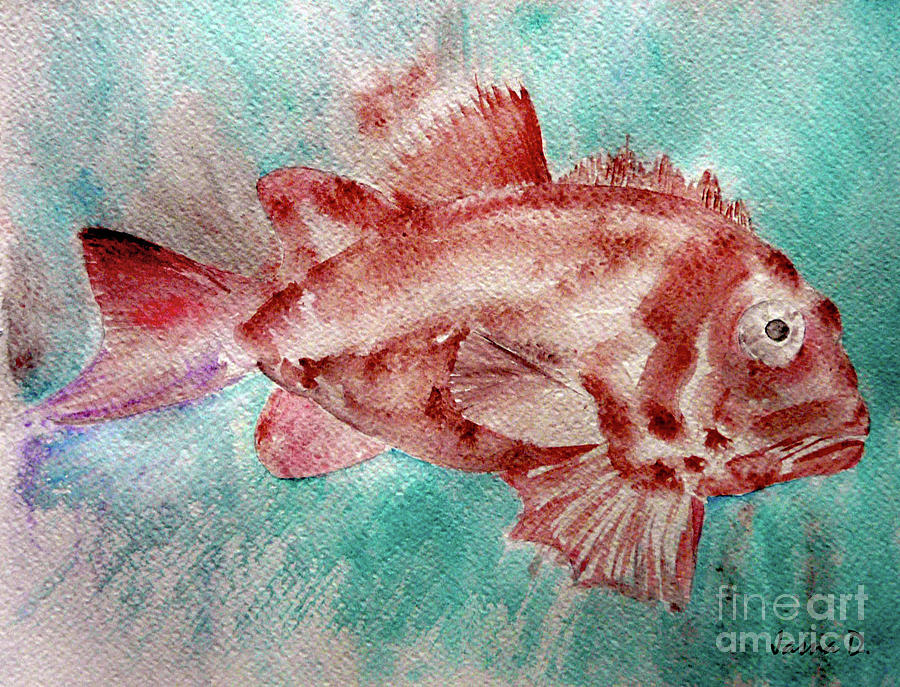 Red fish Painting by Jasna Dragun
