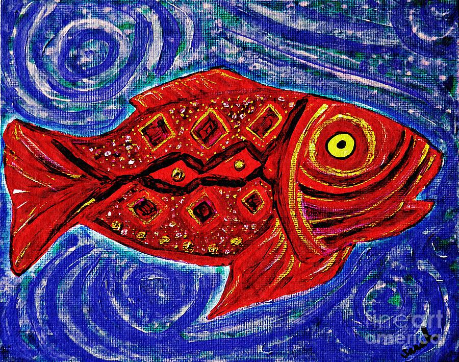 Red Fish Painting by Sarah Loft