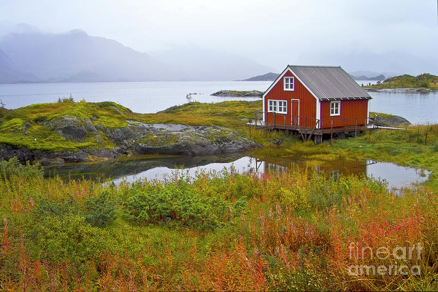 Red fishing hut near digermulen Photograph by Heiko Koehrer-Wagner