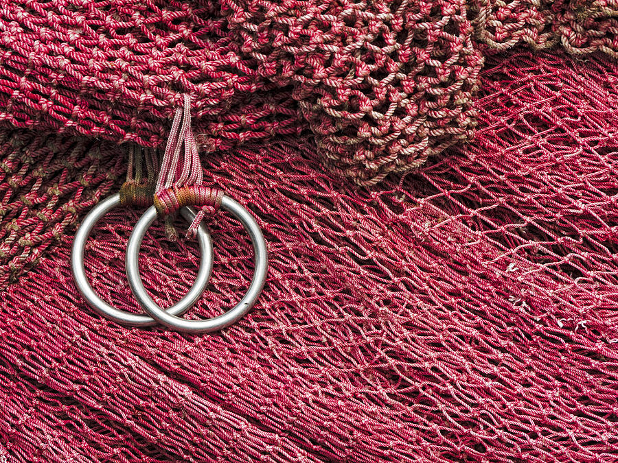 Rope Photograph - Red Fishing Nets by Carol Leigh