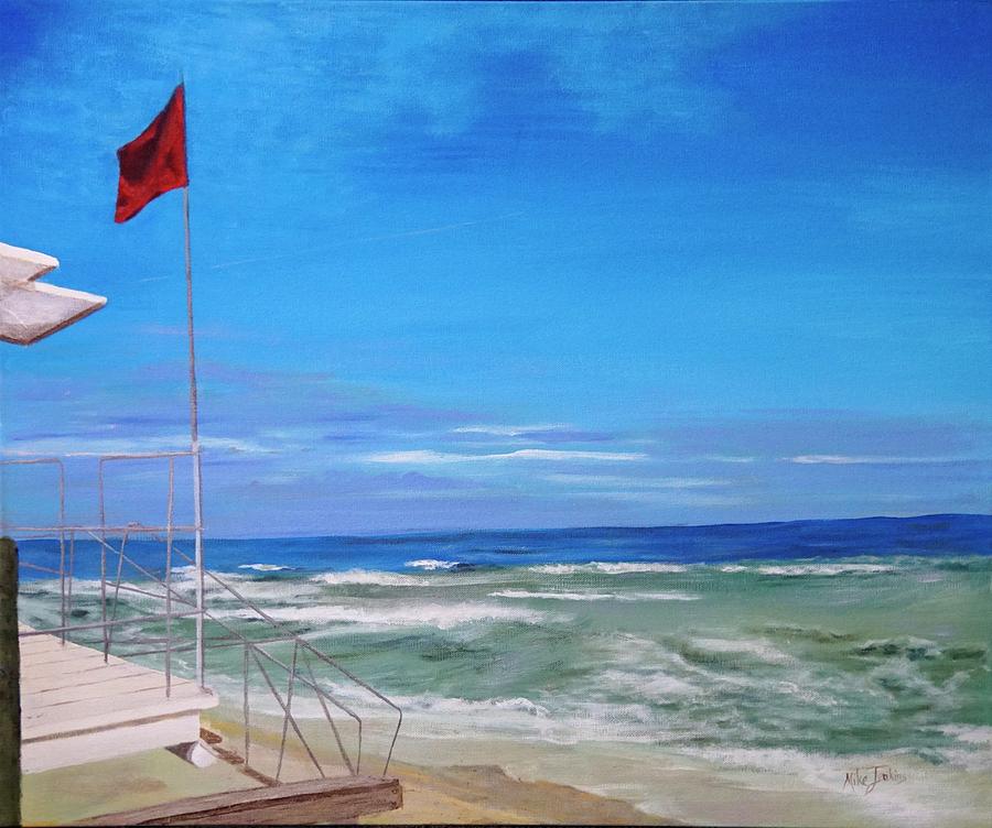Red Flag at Waveland 2 Painting by Mike Jenkins