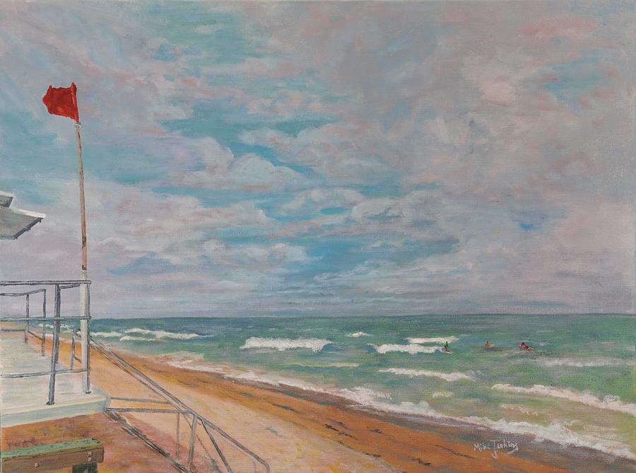 Red Flag at Waveland Painting by Mike Jenkins