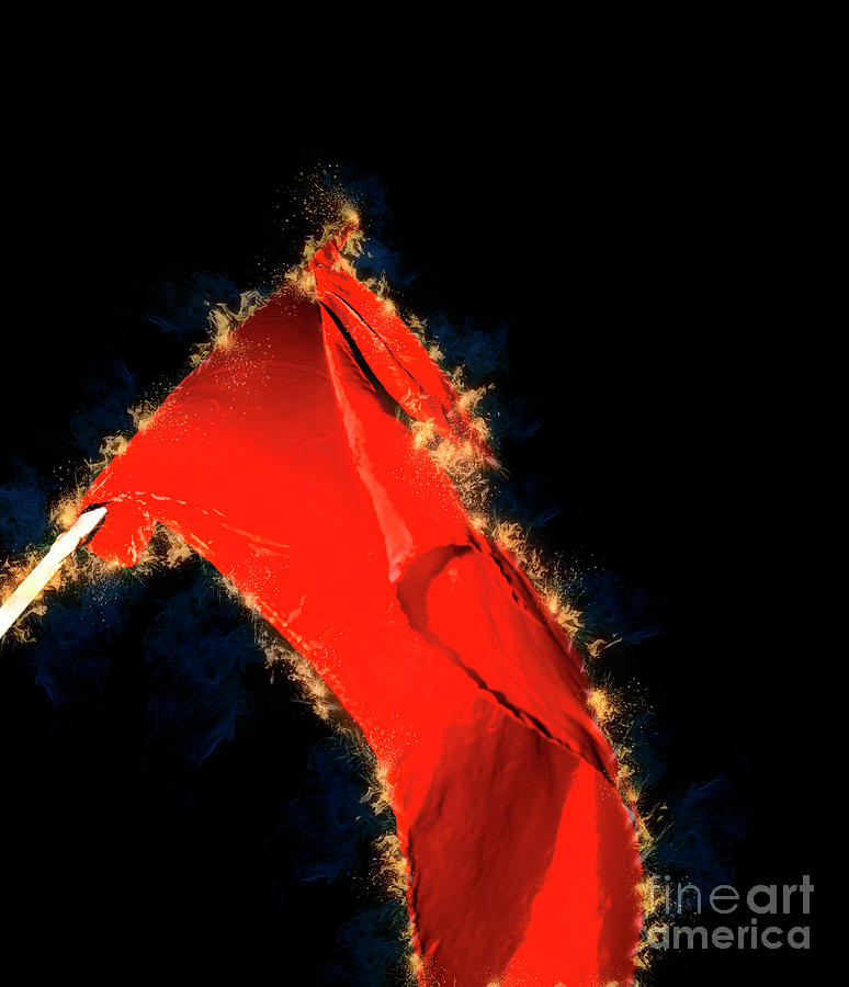 Red flag on black background Photograph by Humourous Quotes