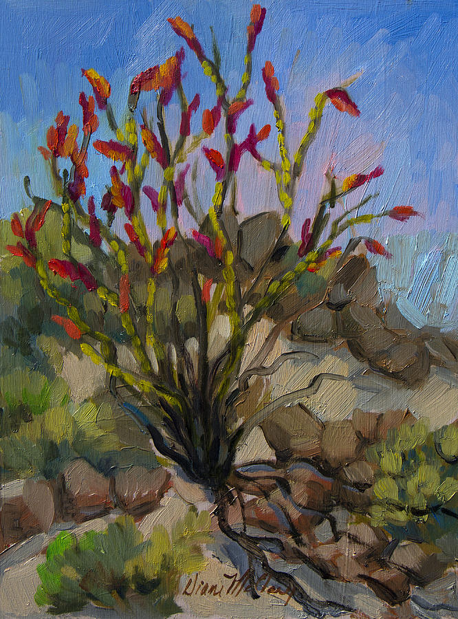 Desert Painting - Red Flame Ocotillo 5 by Diane McClary