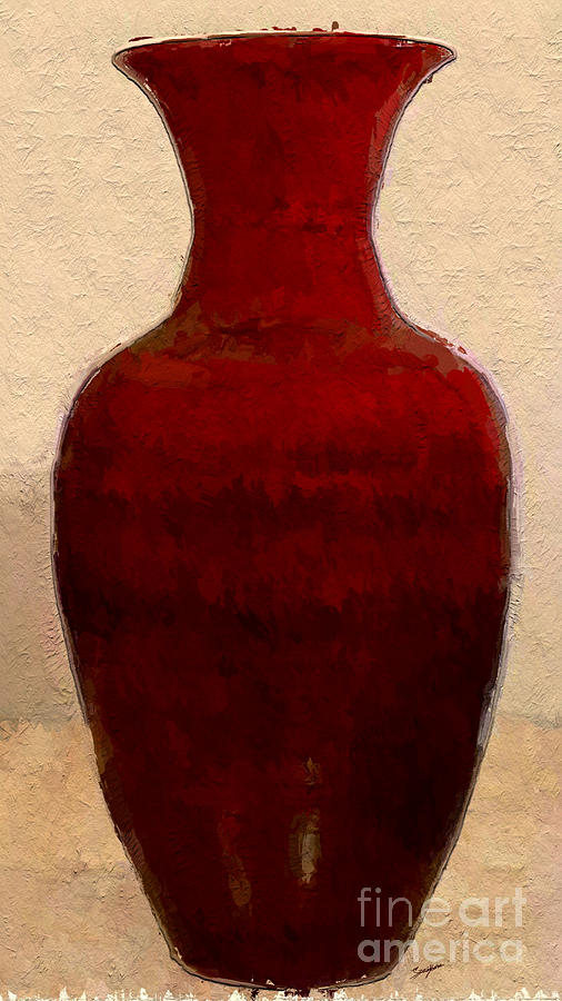 Red floor vase Digital Art by Anthony Fishburne
