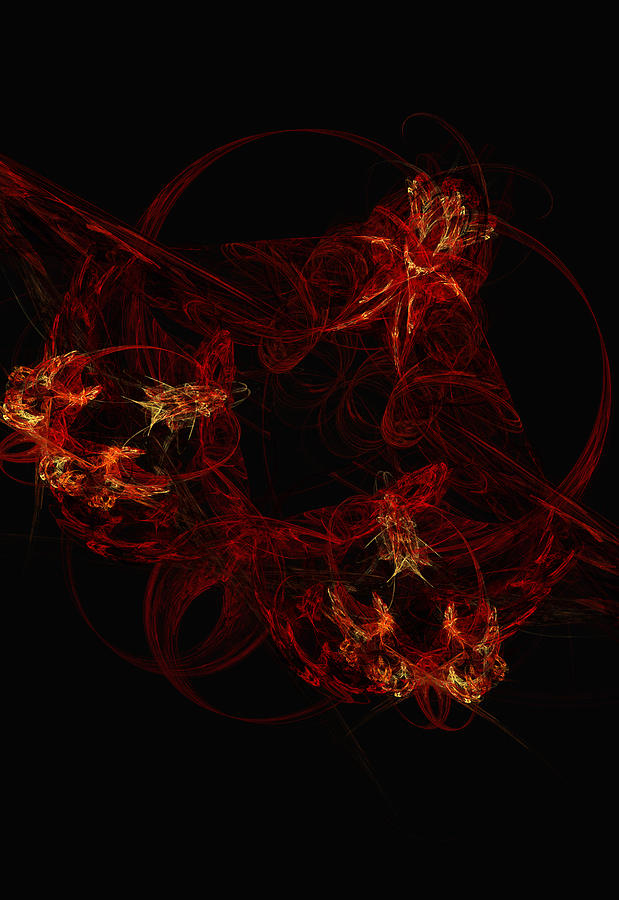 Red Flower Abstract Digital Art by Marina Usmanskaya
